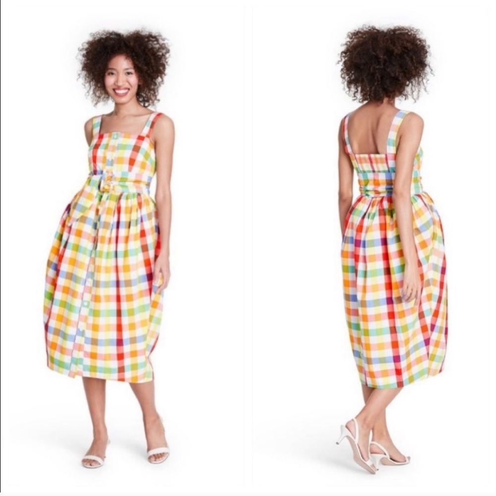 Christopher John Rogers X Target Gingham Plaid Belted Dress NWOT